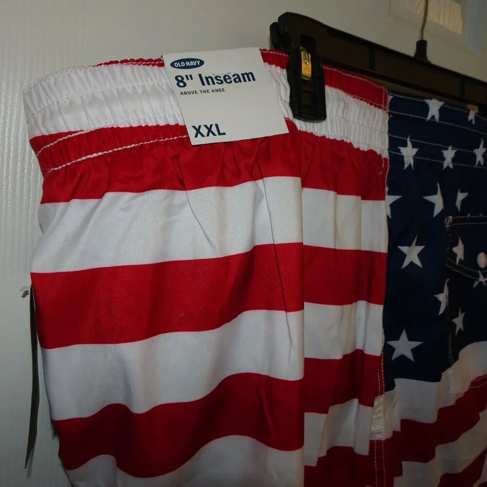Old Navy American Flag Swim Shorts with Mesh Liner